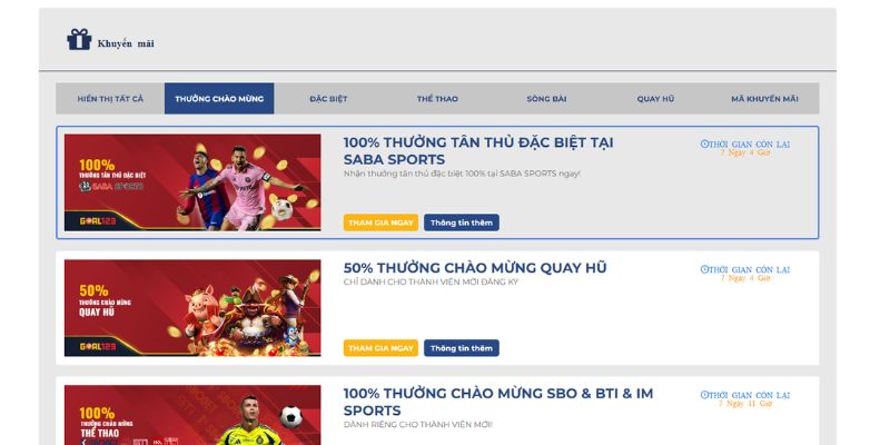 Khuyến mãi Goal123 lớn khi nạp tiền 